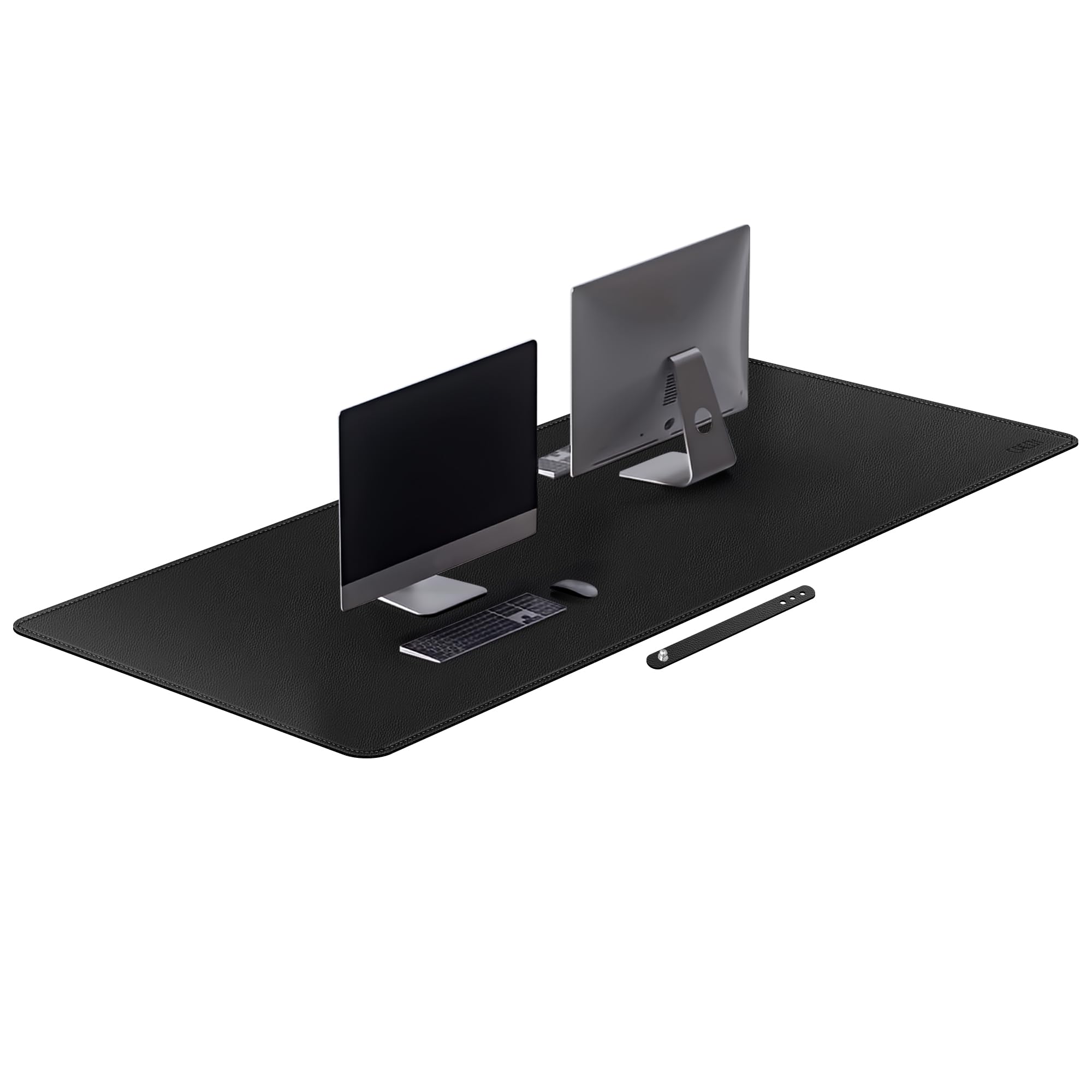 Cacoy 70.9x31.5 Inches Faux Leather Desk Pad Blotter, Waterproof Table Protector Mat, Large Gaming Computer Mouse Pad, Office and Home Desk Matt for Desktop, Black Image