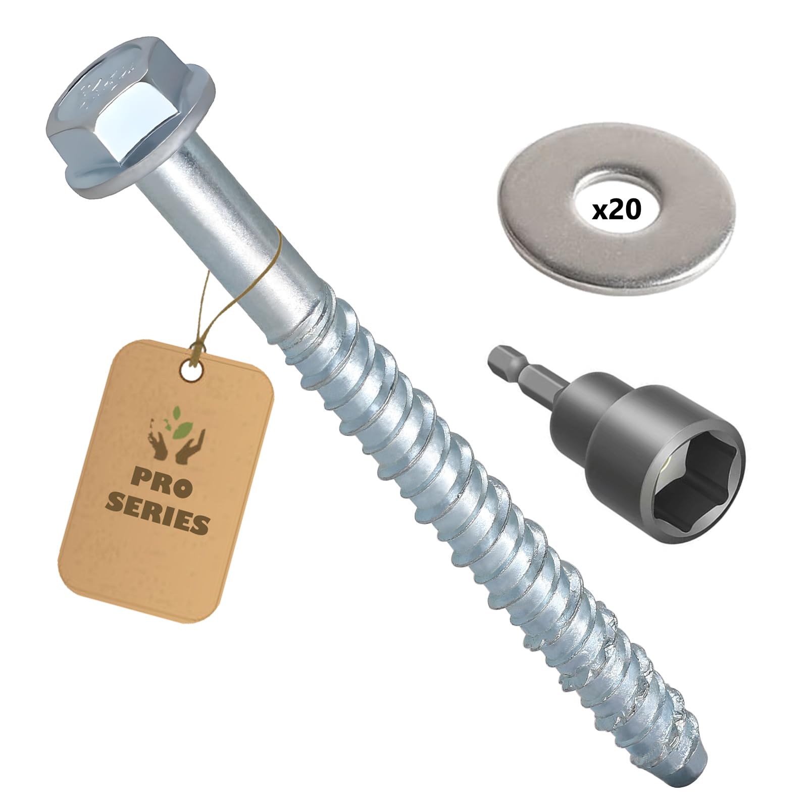 Photo 1 of Heavy Duty Concrete Screw Bolts Hex Head,Masonry Bolts for anchoring to Brick or Block, Zinc Plated Anchors,Includes Washers & Hex Socket, Strong, Durable, Easy Install (1/2" x 6" 20PCS)