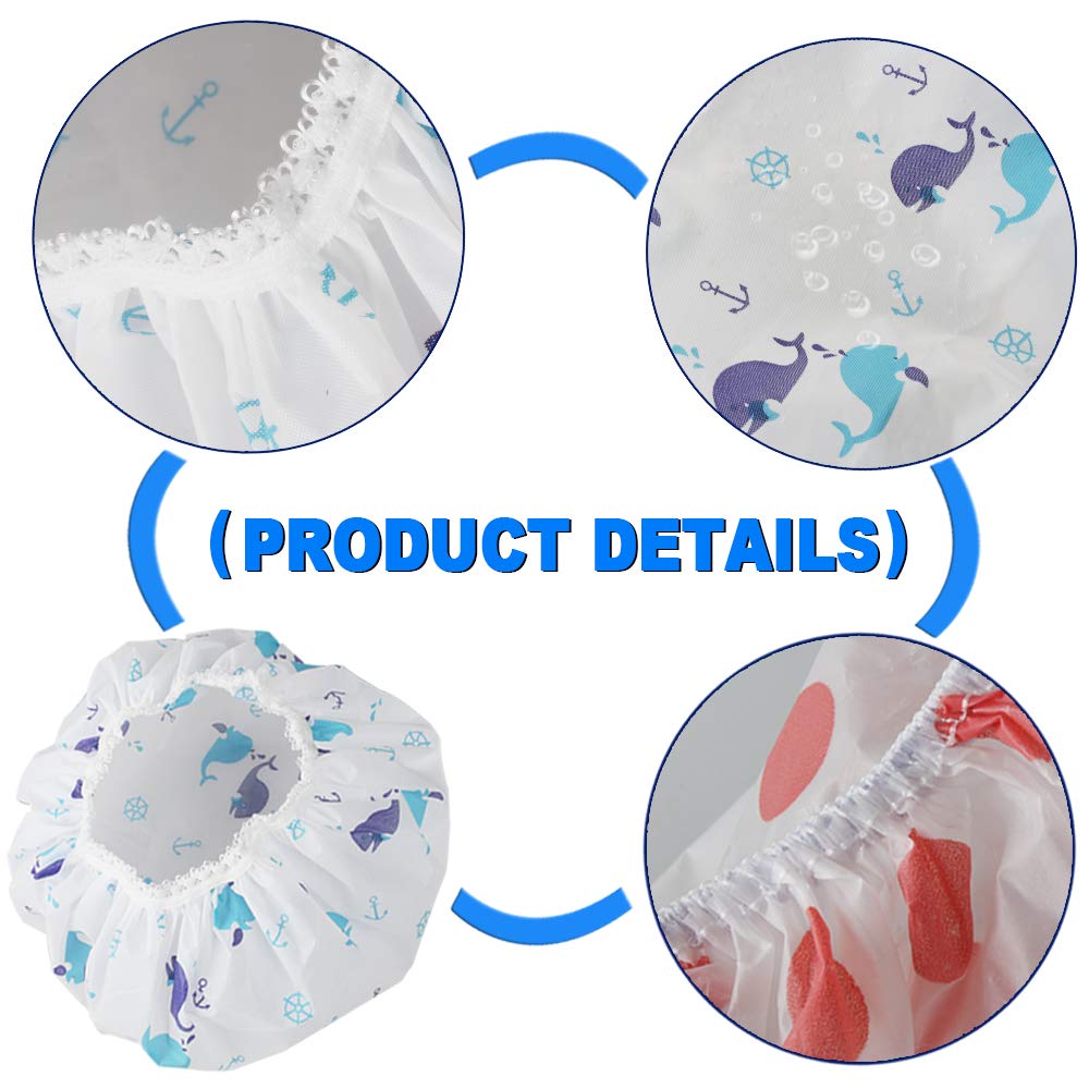 11 Pieces Waterproof Shower Caps Elastic Reusable Plastic Bathing Hair Cap Lady Salon Hat for Kids Girls and Women, Assorted Patterns : Beauty