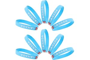 Angoily 10pcs Canada Silicone Sports Team Bracelets Football Wristbands Soccer Flag Wristbands for Fans