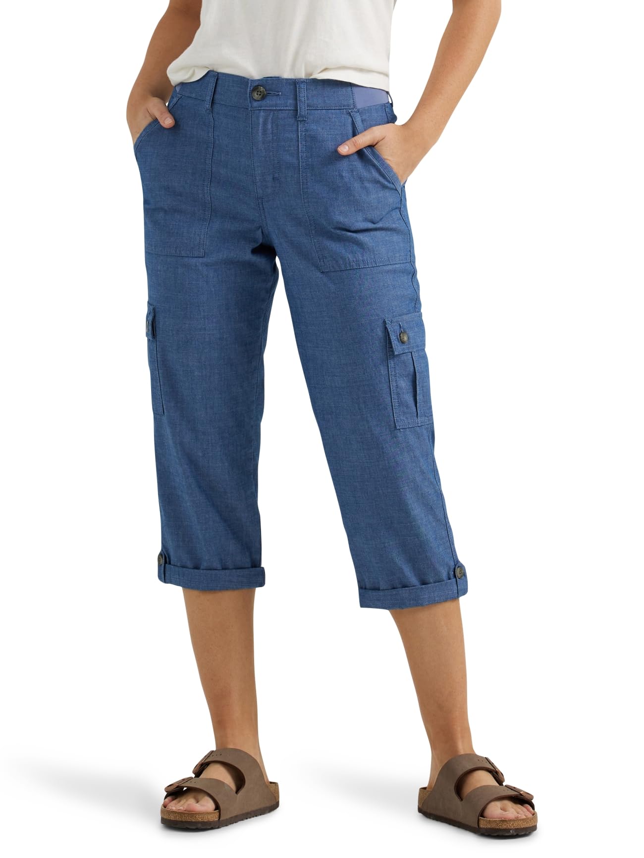 Lee Women’s Ultra Lux Comfort with Flex-to-Go Cargo Capri Pant Chambray 2