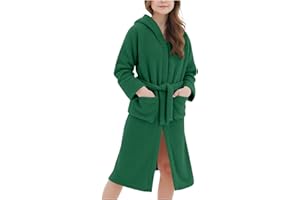 Girls Fleece Hooded Robes Plush Warm Bathrobe Winter Fuzzy Spa Bath Robe Sleepwear with Bear Ear for Kids