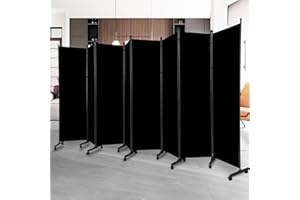 HOMSCREENER Room Divider Folding Privacy Screens with Lockable Wheels, 176'' Fabric Partition Room Dividers Freestanding Room Divider Panel for Room Separation, Wall Divider for Home Office Bedroom Studio Decor