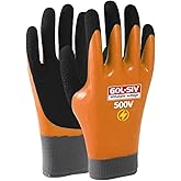 GOL-SIV Electrical Insulated Gloves, 500V High Voltage Resistance Electrician Safety Gloves, Rubber Non Slip Work Gloves (500V|double insulated, Large)