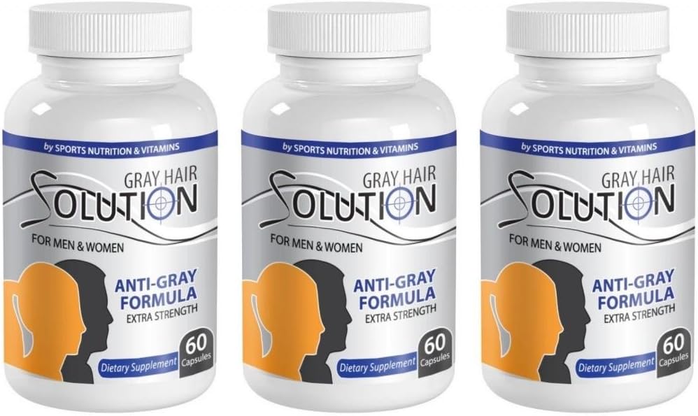 Gray Hair Solution Extra Strength Anti-Gray Formula for Man & Women (3 Bottles)