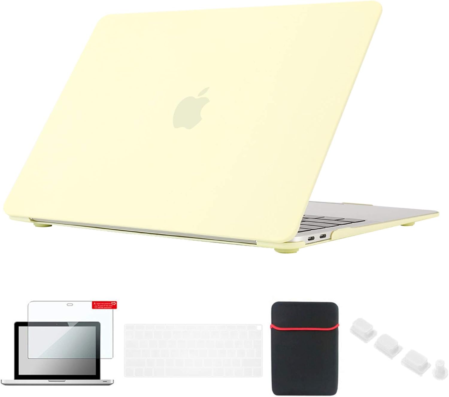 Se7enline compatible with 2024 2023 2022 2021 2020 2019 2018 MacBook Air 13 inch case Hard Shell Cover for Mac Air A2337/A2179/A1932 &Sleeve,Keyboard Cover,Screen Protector,Dust Plug,Mellow Yellow