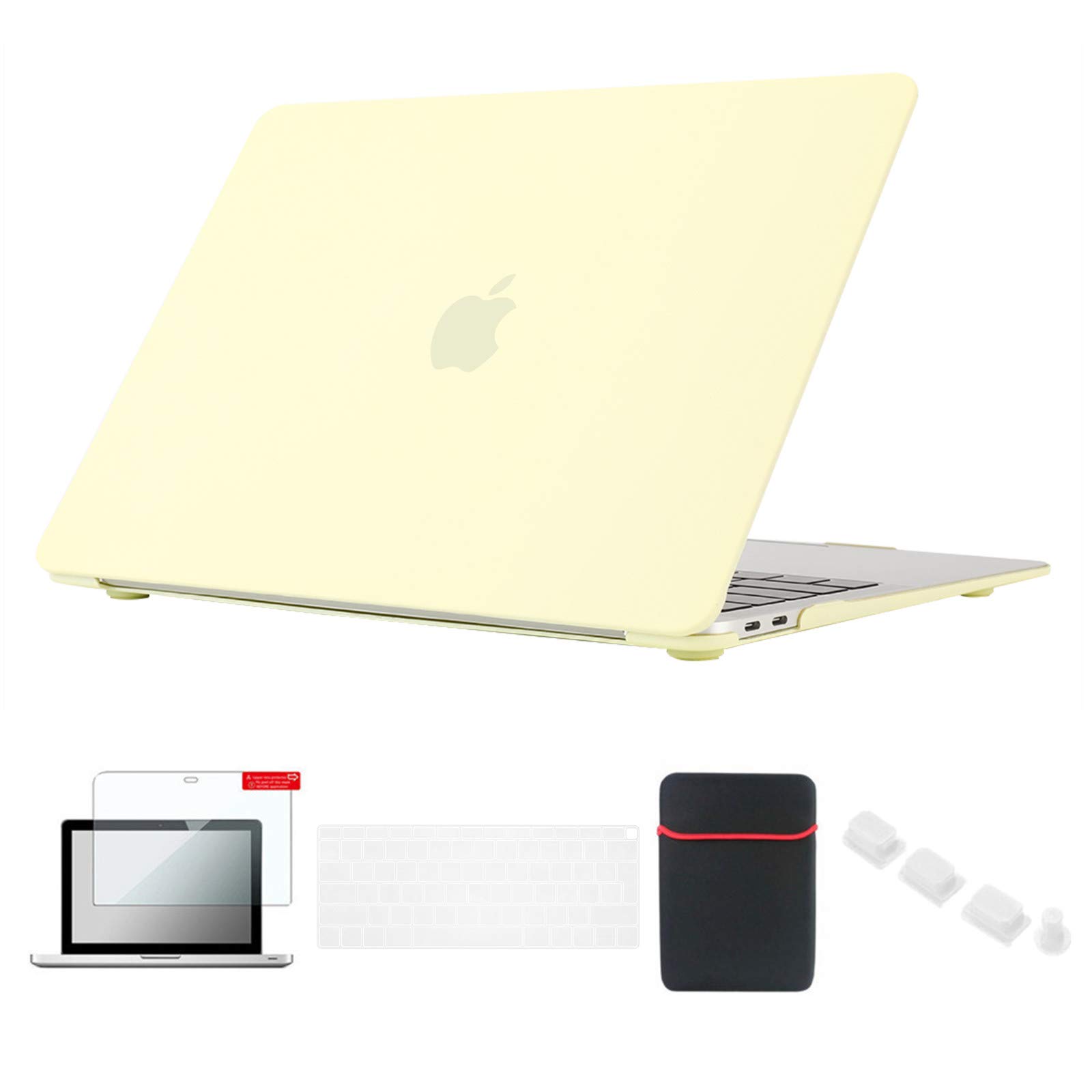 Se7enline compatible with 2024 2023 2022 2021 2020 2019 2018 MacBook Air 13 inch case Hard Shell Cover for Mac Air A2337/A2179/A1932 &Sleeve,Keyboard Cover,Screen Protector,Dust Plug,Mellow Yellow
