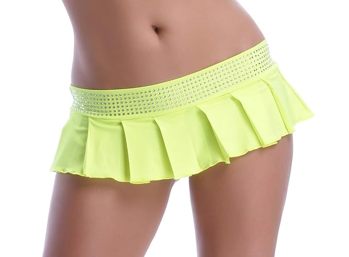 Annsfashion Poly Mini Faltenrock mit Strassborte