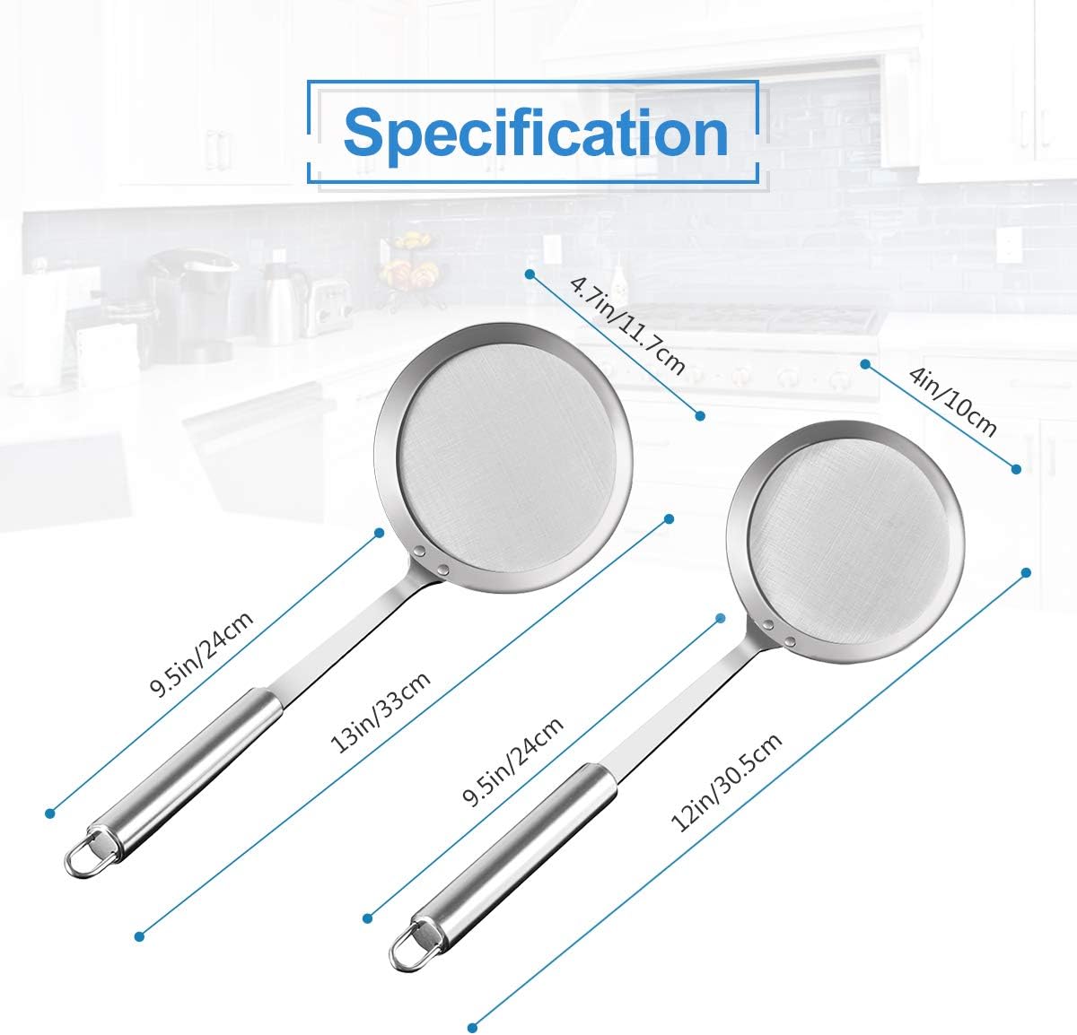 AIEVE Filter Spoon, 2 Pack Deep Fat Fryer Skimmer Spoon, Stainless Steel Oil Filter Colander Spoon, Cooking Oil Filter Spoon - Image 3