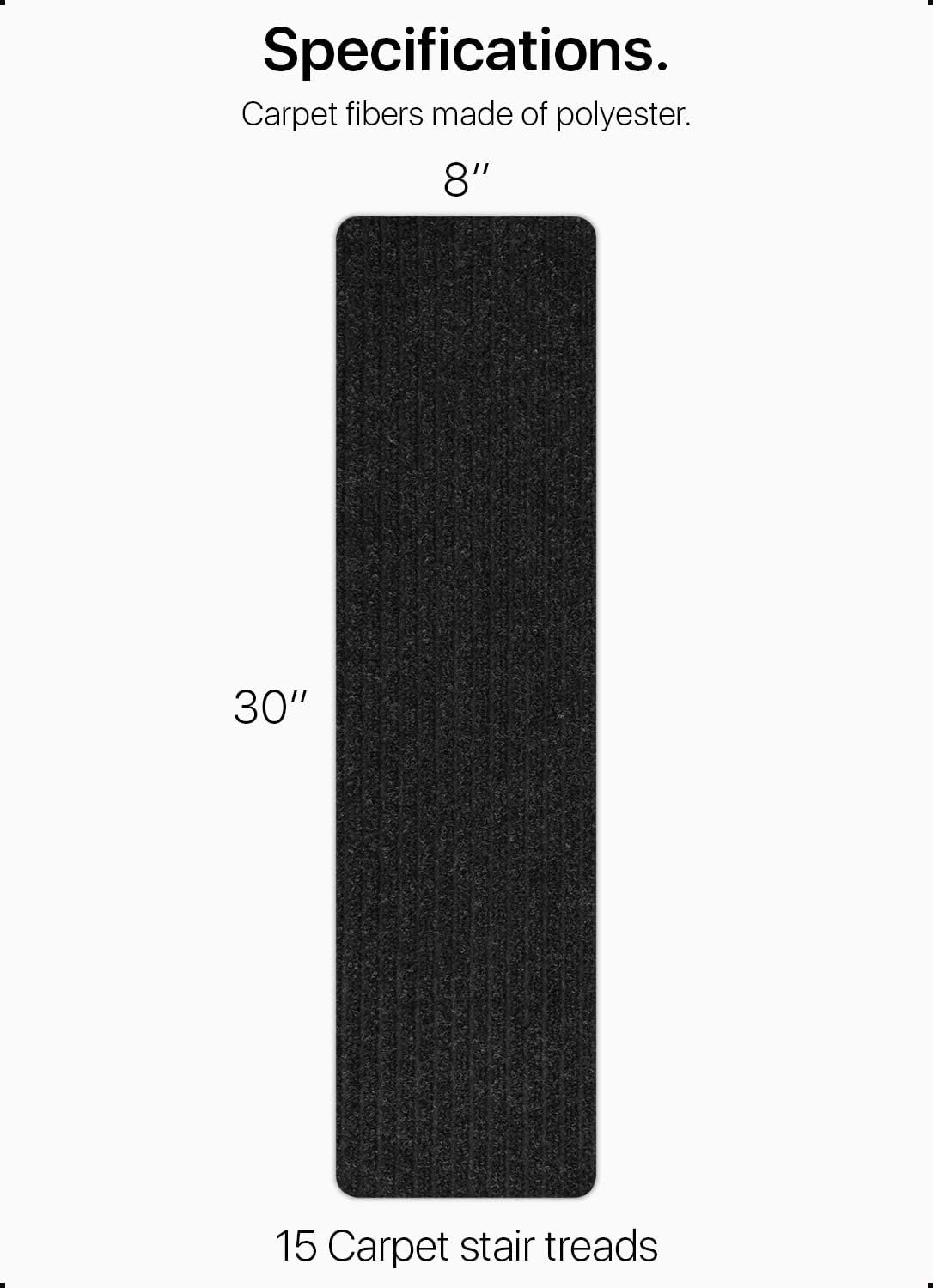 Treads Carpet Stair Treads Non-Slip 8x30 Dark Gray 15-Pack ...
