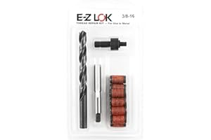 E-Z LOK Thread Repair Kit for Metal - Includes Threaded Inserts, Drill, Tap and Drive Tool, Standard Wall, 3/8-16 x 9/16-12 x 1.00 Length (EZ-329-601)