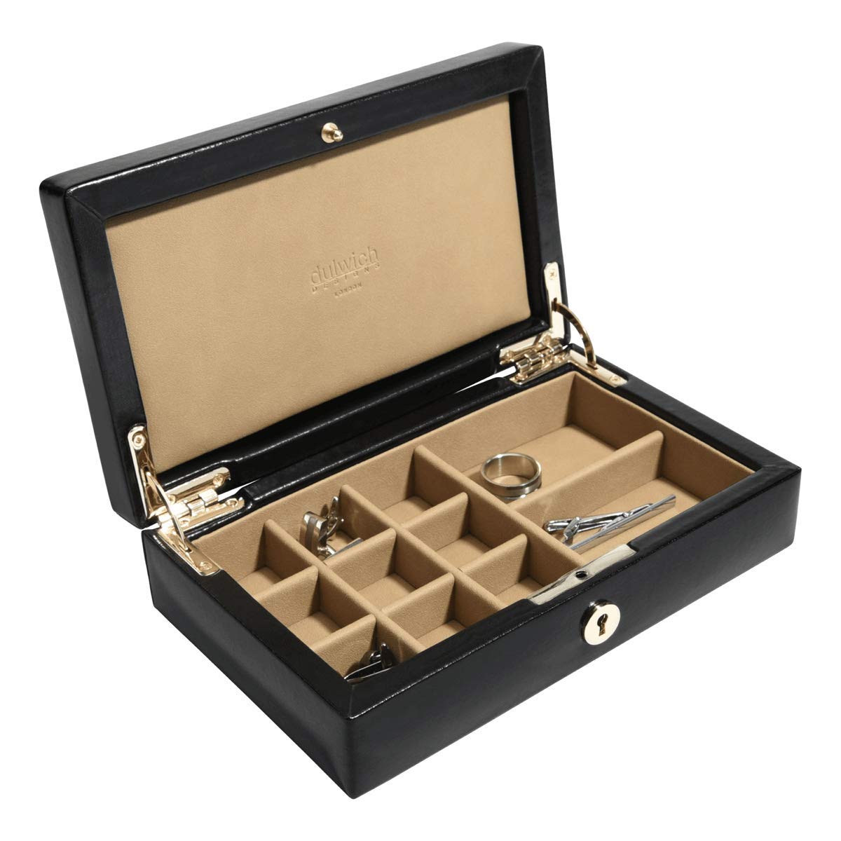Dulwich Designs Windsor Black Leather Cufflink Box