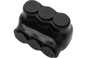 MAKERELE 3-Port 2/0 Insulated Multi Tap Connector, 2/0-6AWG Single-Sided Aluminum to Copper Wire Connectors, Insulated Inline Splice Connector, UL Listed（1-Pack）