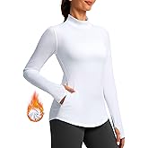G Gradual Thermal Shirts for Women Long Sleeve Mock Neck Fleece Tops Running Workout Cold Weather Gear with Zip Pocket