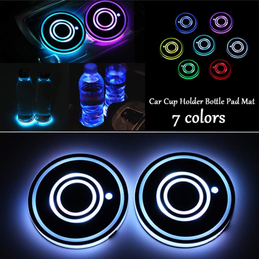Sanpanie LED Car Cup Holder Lights 7 Colors Changing USB