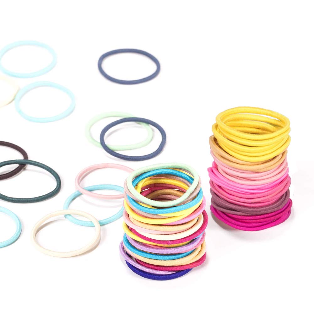 200PCS Baby Girls Hair Ties, Toddler Hair Ties for Girls and Kids, No Crease Soft and Stretchy Hair Bands, Elastic Ponytail Holders, Diameter 1 Inch and Assorted Colors : Beauty