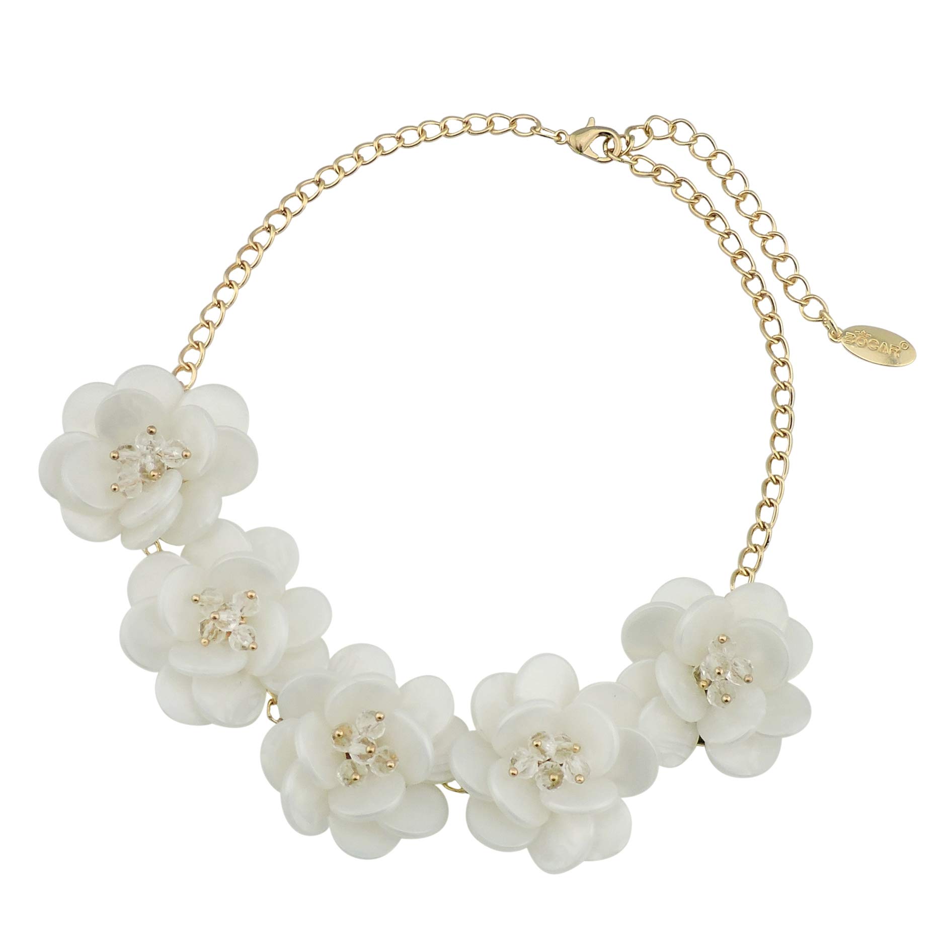 BOCAR Statement Pendant Choker Flower Necklace for Women (NK-10281-White)