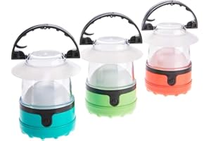 Dorcy 41-3019 4 LED Mini Lantern with Hanging Hooks and Batteries, Assorted Colors, clear (Pack of 3), Green