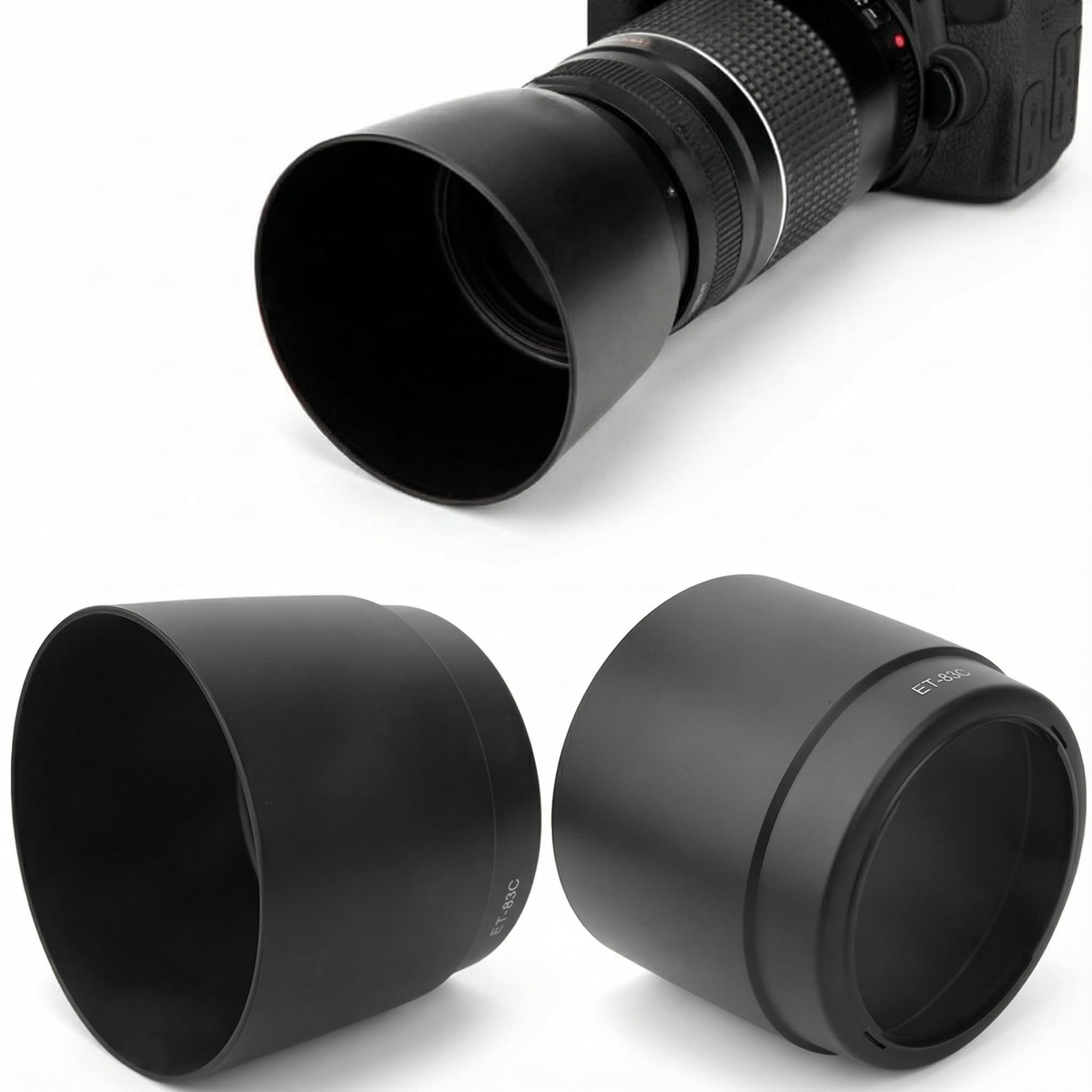 Sxhlseller ET-83C black plastic lens hood, effectively avoid unnecessary light, prevent scratches and fingerprints, used EF 100-400mm f / 4.5-5.6L lens