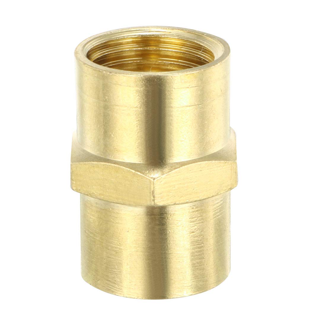 sourcing map Brass Pipe Fitting, Equal Coupling, 1/4" NPT Female ×1/4" NPT Female Pipe, Pack of 5