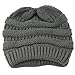 BLUECELL Women's Colorful Beanie Hats with Ponytail Hole Knit Beanies Warm Winter Chunky Skull Cap for Sports Outdoor,Dark Gray
