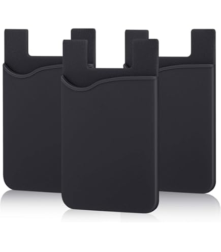 Amazon.com: Adhesive Cell Phone Wallet for Back of Phone Case. Silicone  Stick On Sleeve for iPhone, Android & Flat Surfaces, Great for Credit Cards,  Business Card, Money & ID Card (Black 1