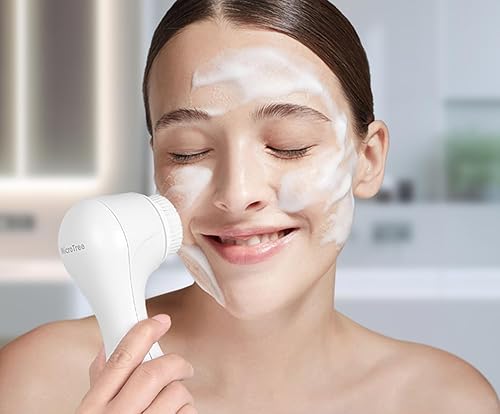 Facial Cleansing Brush, Sonic Vibrating Face Scrubber Exfoliator for Women Skin Care, Face Brushes for Cleansing, Exfoliating, Electric Rechargeable Waterproof 2 Speeds for Home & Travel in Saudi Arabia | Whizz Powered Facial Cleansing Brush, Sonic Vibrating Face Scrubber Exfoliator for Women Skin Care, Face Brushes for Cleansing, Exfoliating, Electric Rechargeable Waterproof 2 Speeds for Home & Travel in Saudi Arabia | Whizz Powered