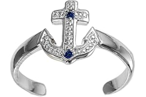 CloseoutWarehouse Cubic Zirconia Anchor Knuckle/Toe Ring Sterling Silver