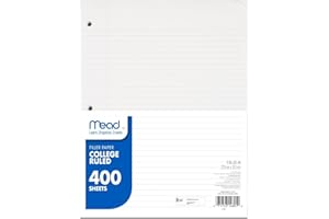 Mead Loose Leaf Paper, College Ruled Filler Notebook Paper, 8-1/2" x 11", 400 Sheets, Fits 3-Ring Binder (170046-ECM)