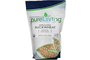PureLiving Organic Sprouted Buckwheat - Whole Grain - 16 Ounce Bag - A Pseudo-cereal rich in vitamins, minerals, and complex carbohydrates.