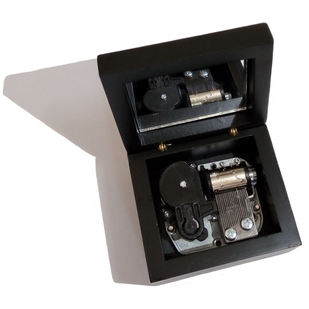 Wind-Up Wooden Music Box with Silver-Plating Movement in,You are My Sunshine,Black