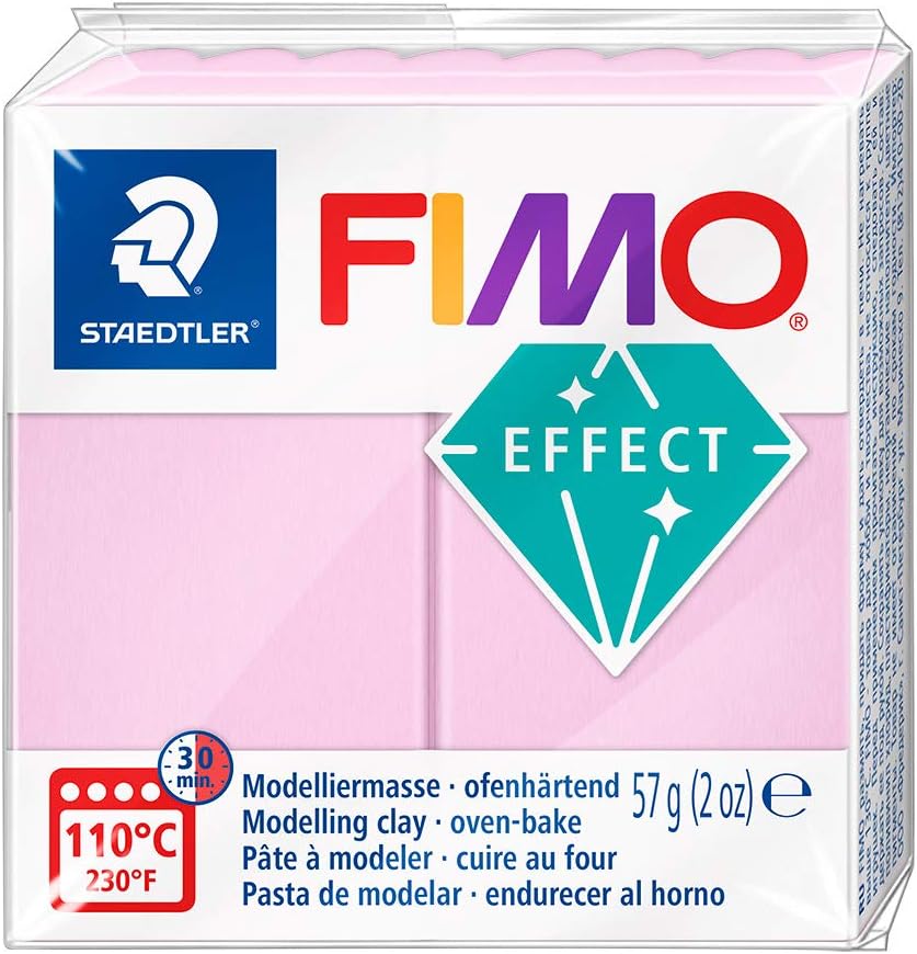 STAEDTLER 8020-205 FIMO Soft Oven-Hardening Polymer Modelling Clay - Pastel Rose (1 x 57g Block)