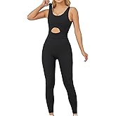 Workout Jumpsuits for Women-Black Womens Jumpsuit Sleeveless Yoga One Piece Jumpsuits V Shaped Backless