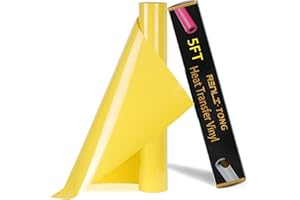 RENLI·TONG RENLITONG Yellow HTV Iron on Vinyl 12Inch by 5ft Roll HTV Heat Transfer Vinyl for T-Shirt HTV Vinyl Rolls for All Cutter Machine - Easy to Cut & Weed for Heat Vinyl Design