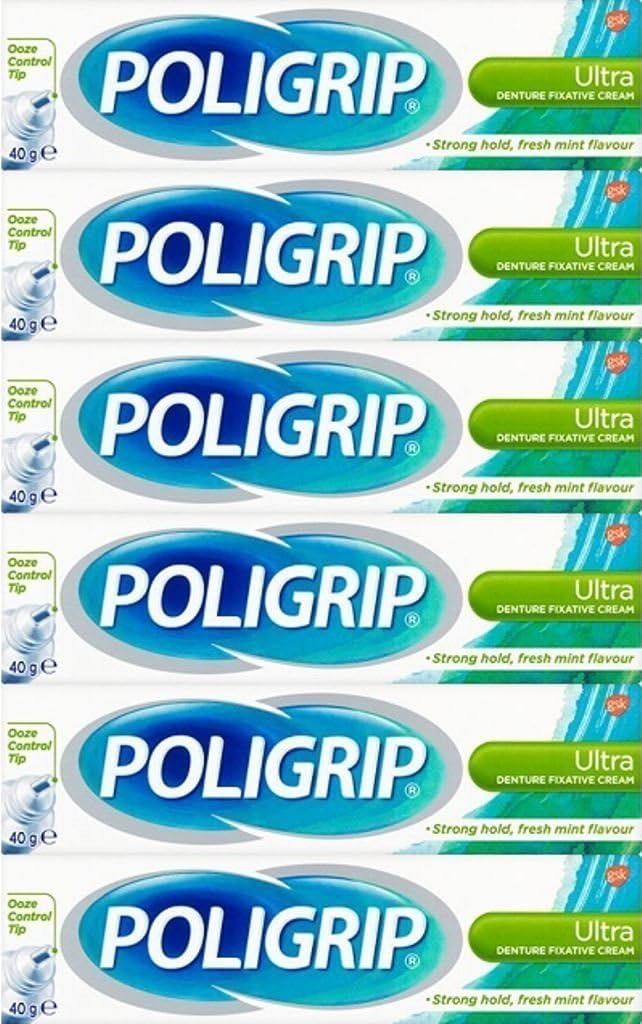Poligrip Denture Fixative Cream Ultra 40g x 6 Packs GSK