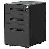 DWVO 3-Drawer Metal Mobile File Cabinet, Lockable