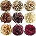 FESHFEN Scrunchy Scrunchie Hair Bun Updo Hairpiece Hair Ribbon Ponytail Extensions Hair Extensions Wavy Curly Messy Hair Bun Extensions Donut Hair Chignons Hair Piece Wig Jet Black Scrunchie