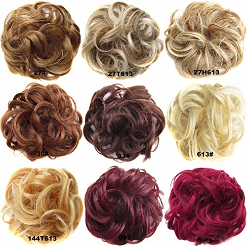 FESHFEN Scrunchy Scrunchie Hair Bun Updo Hairpiece Ponytail Extensions Hair Extensions Wavy Curly Messy Hair Bun Extensions Donut Hair Chignons Hair Piece Wig-6A#