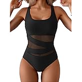 B2prity Women's Mesh One Piece Swimsuit Tummy Control Sexy Bathing Suit Push Up Swim Suit Slimming Swimwear