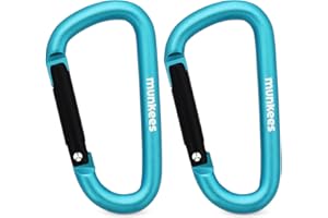 munkees Small Carabiner Clip Keychain 2 Pack, Mini Caribeener 2 inch to 3" for Keys Aluminum Alloy Biner Lightweights for Bottle Buckle, Backpack Hook