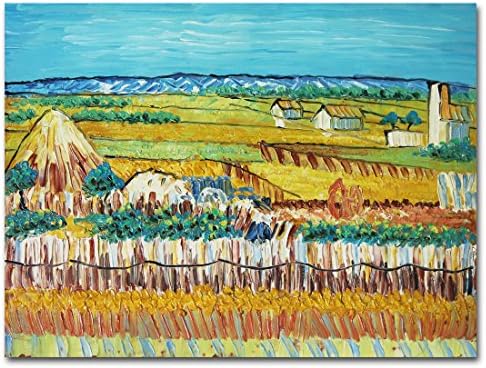 Muzagroo Art Oil Paintings Van Gogh Harvest in the Pastoral Painting Hand Painted on Canvas Stretched Ready to Hang(12x16in)