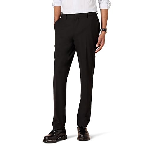 Amazon Essentials Men's Slim-Fit Wrinkle-Resistant Stretch Dress Pant, Black, 28W x 28L