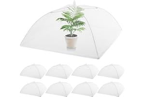 Tanlade 8 Pcs Mesh Plant Cover Protection Tent from Animals Reusable Dome Protect Tent Collapsible Plant Umbrella Netting Food Cover Net for Plants Food Vegetable(17 Inch,White)