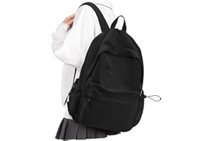 VECAVE School Backpack Black Waterproof Bookbag Casual Lightweight Travel Rucksack Daypack Backpacks for Men Women College High School Bags backpack for Boys Girls Teens