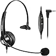 Phone Headset with Microphone Noise Cancelling & Volume Controls, 2.5mm Office Telephone Headphone for VTech Panasonic KX-TGE