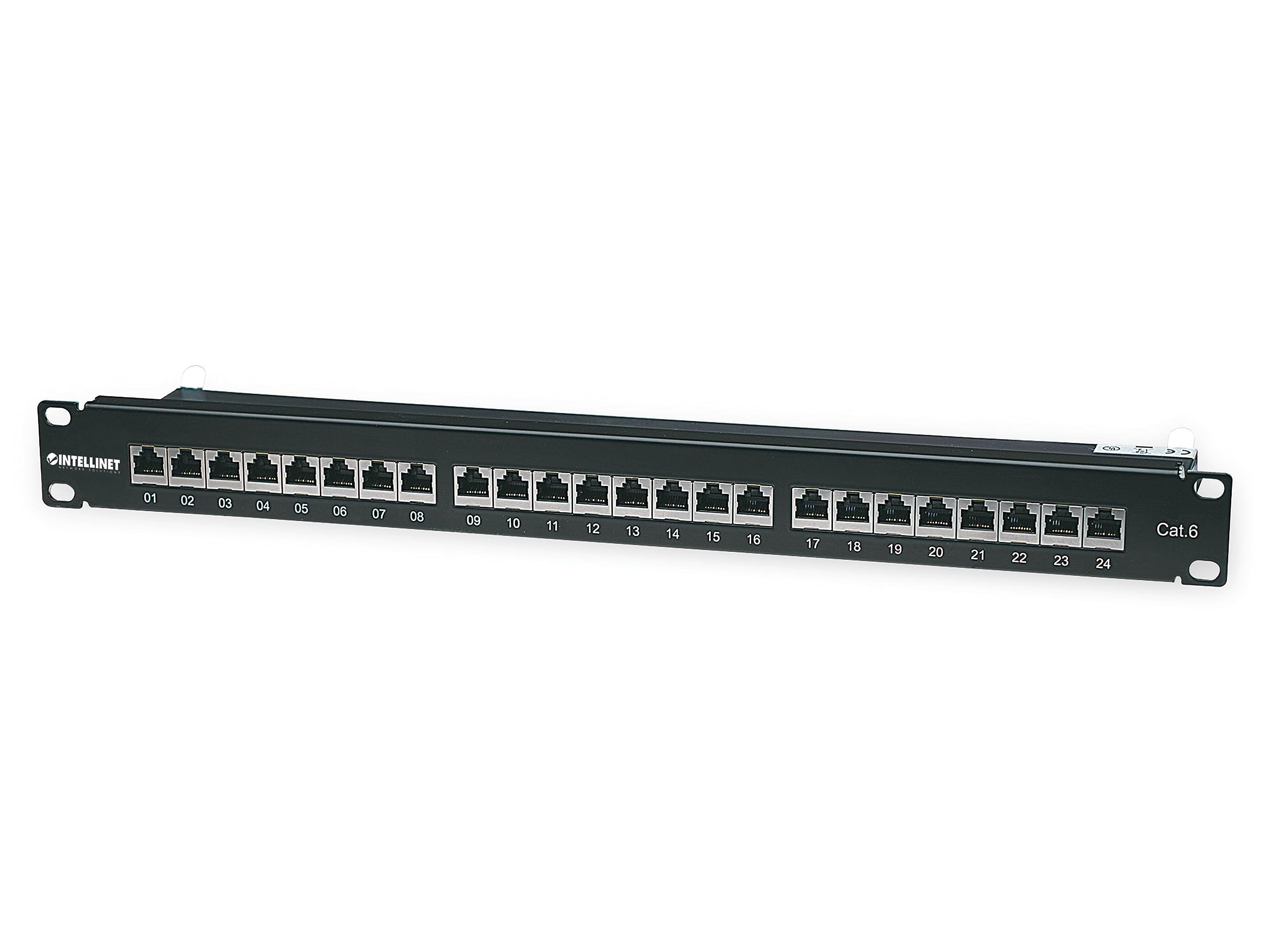 Manhattan Intellinet Cat6 FTP 24-Port 1U Shielded Network Patch Panel, Black