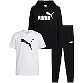 PUMA Boys Sweatpants Set - 3 Piece Fleece Pullover Hoodie Boys TShirt and Jogger Pants Youth Kids Activewear Set (8-16)