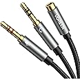 UGREEN Headphone Splitter for Computer Audio Mic Y Splitter 3.5mm Female to 2 Dual Male Adapter Mic Audio Stereo Jack Earphon