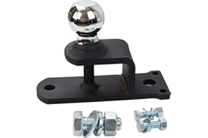 REDTEE 3-in-1 Multi-Purpose ATV/UTV Trailer Hitch with Flat Moungting Plate, Welded 2-Inch Hitch Ball, Includes Bolts Hardware, Fits 5/8-Inch Clevis Pin, Matte Black Powder Coat Finish