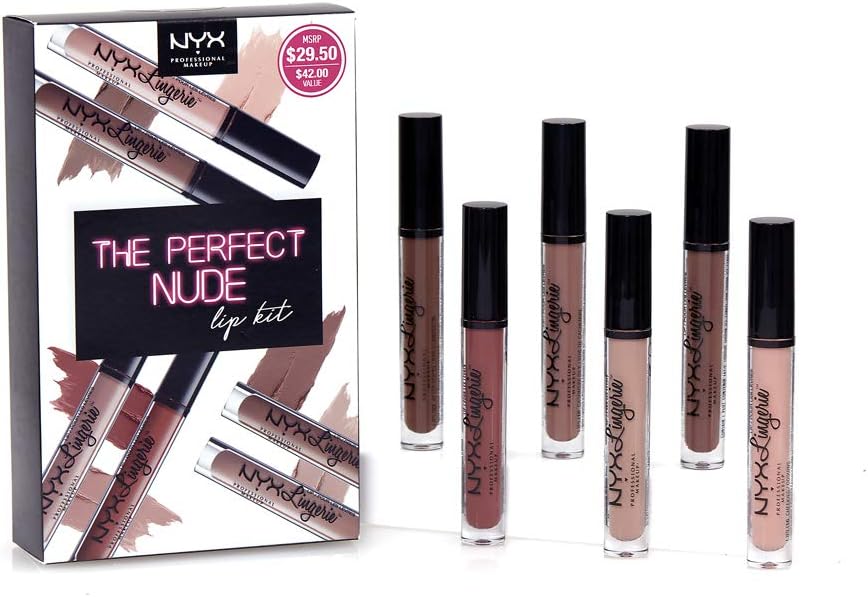 NYX PROFESSIONAL MAKEUP Lip Lingerie Matte Liquid Lipstick Set (Satin Ribbon, Cheekies, Teddy, Cashmere Silk, Exotic, After Hours), Pack Of 6